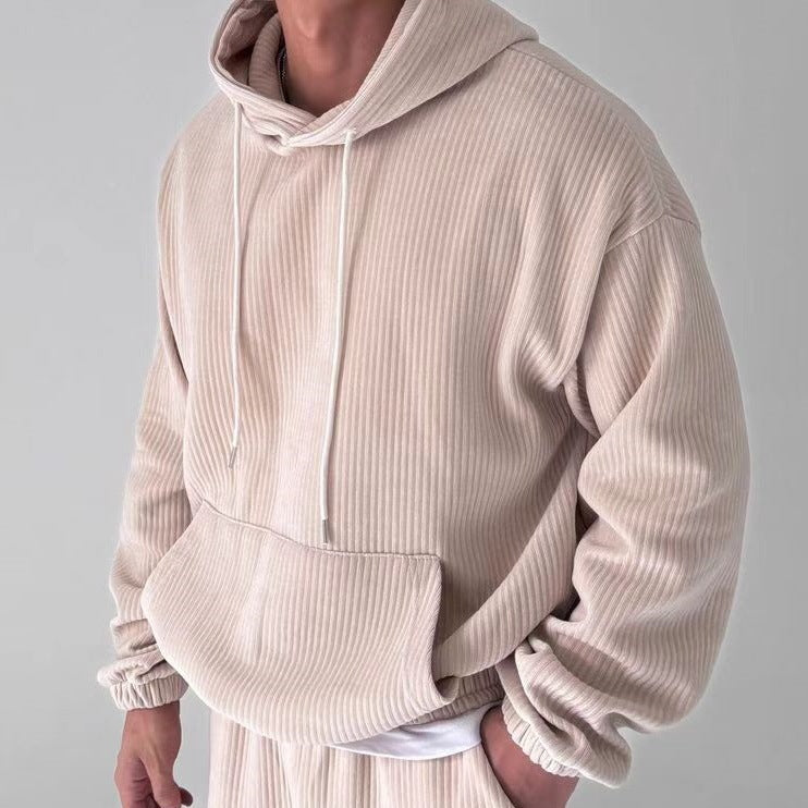 Herren Hoodie douillet à côtes avec poche kangourou pratique Berg-Feldt