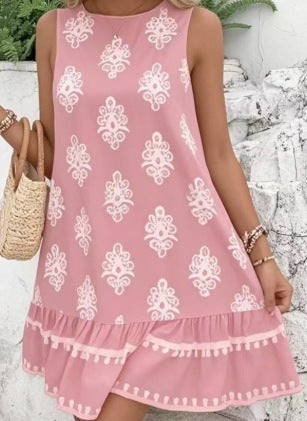 Sommerkleid für Damen, luftig, mit festlichem Rüschen-Saum und Blumenmuster von berg-feldt