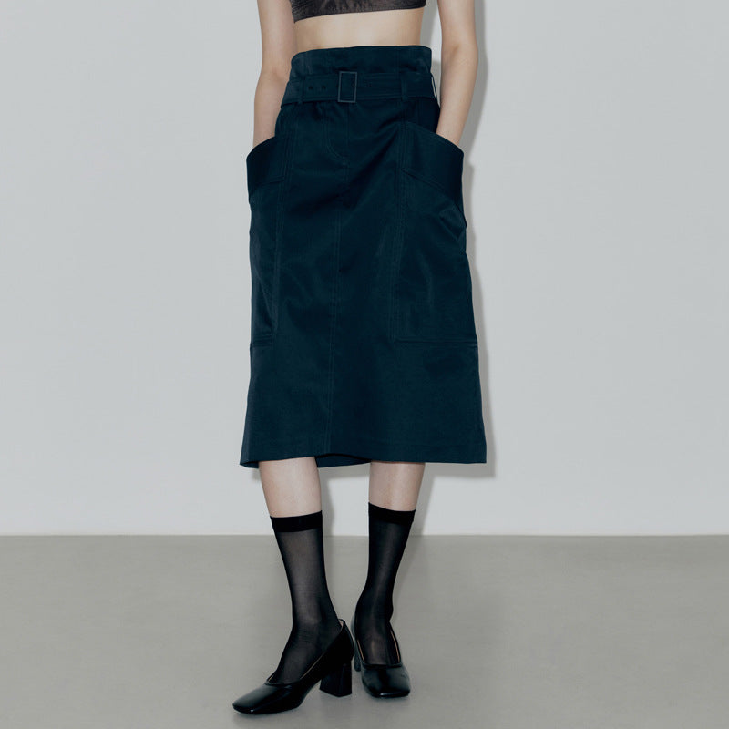 Jupe midi Berg-Feldt pour femme avec poches et ceinture
