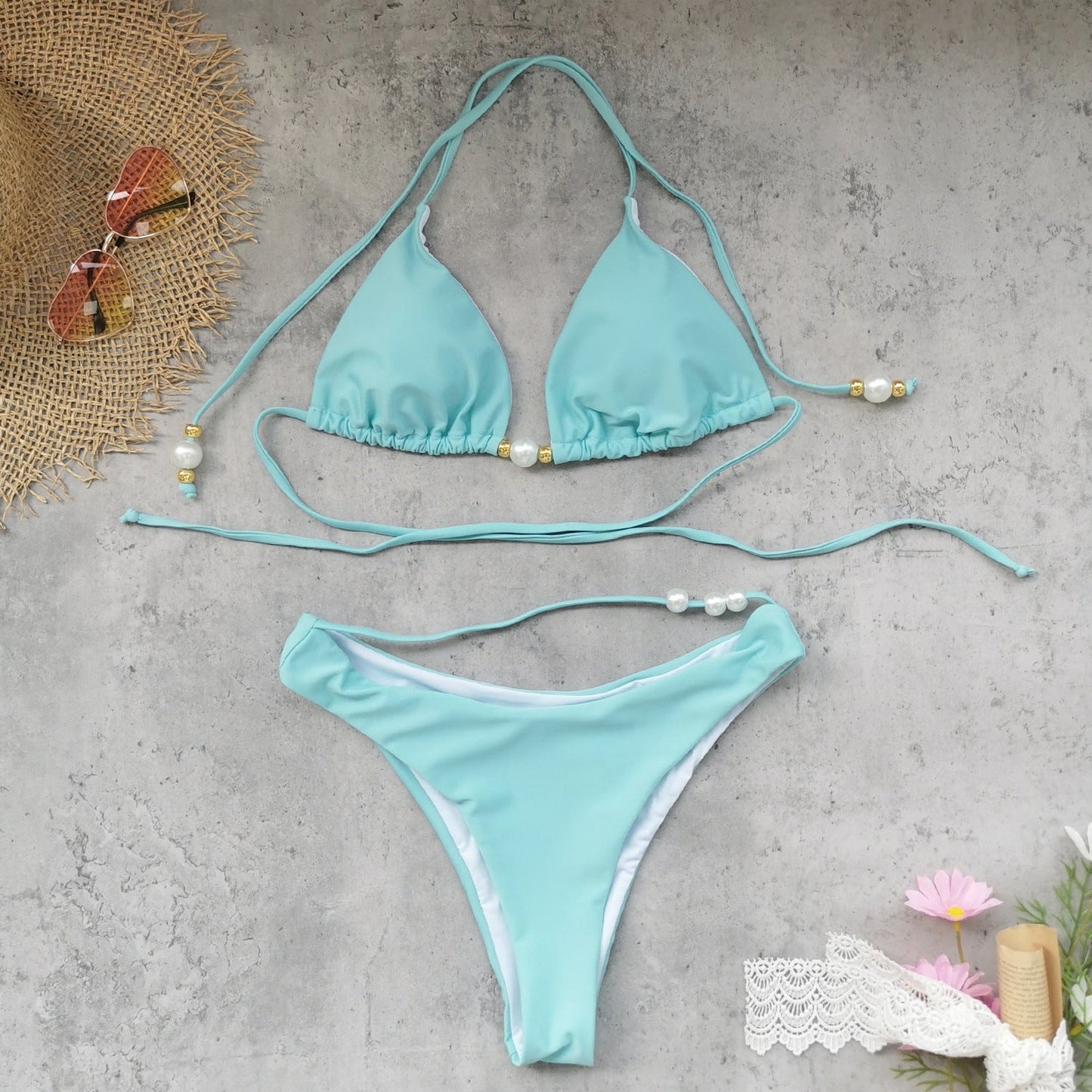 Ensemble bikini pour femme avec haut triangle tendance et perles élégantes berg-feldt