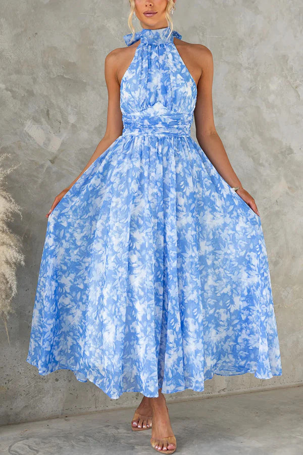 Robe longue Berg-Feldt fleurie à bretelles ajustables pour femme