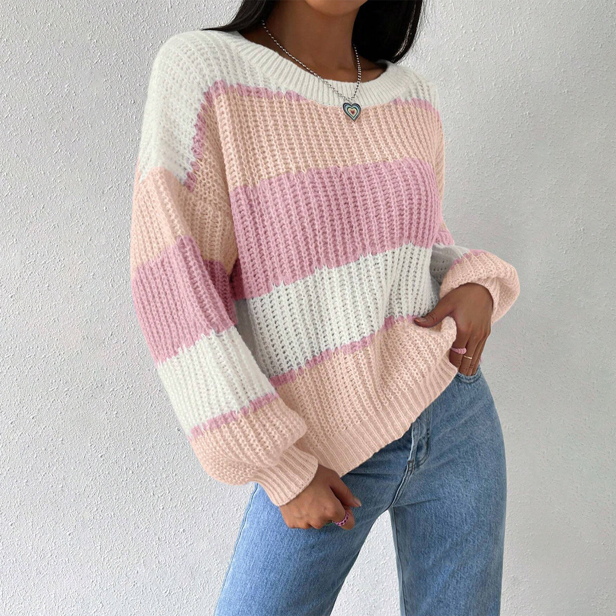 Berg-Feldt | Pullover Pullover Grobstrick Übergröße Fit Langarm Freizeit Crew Neck
