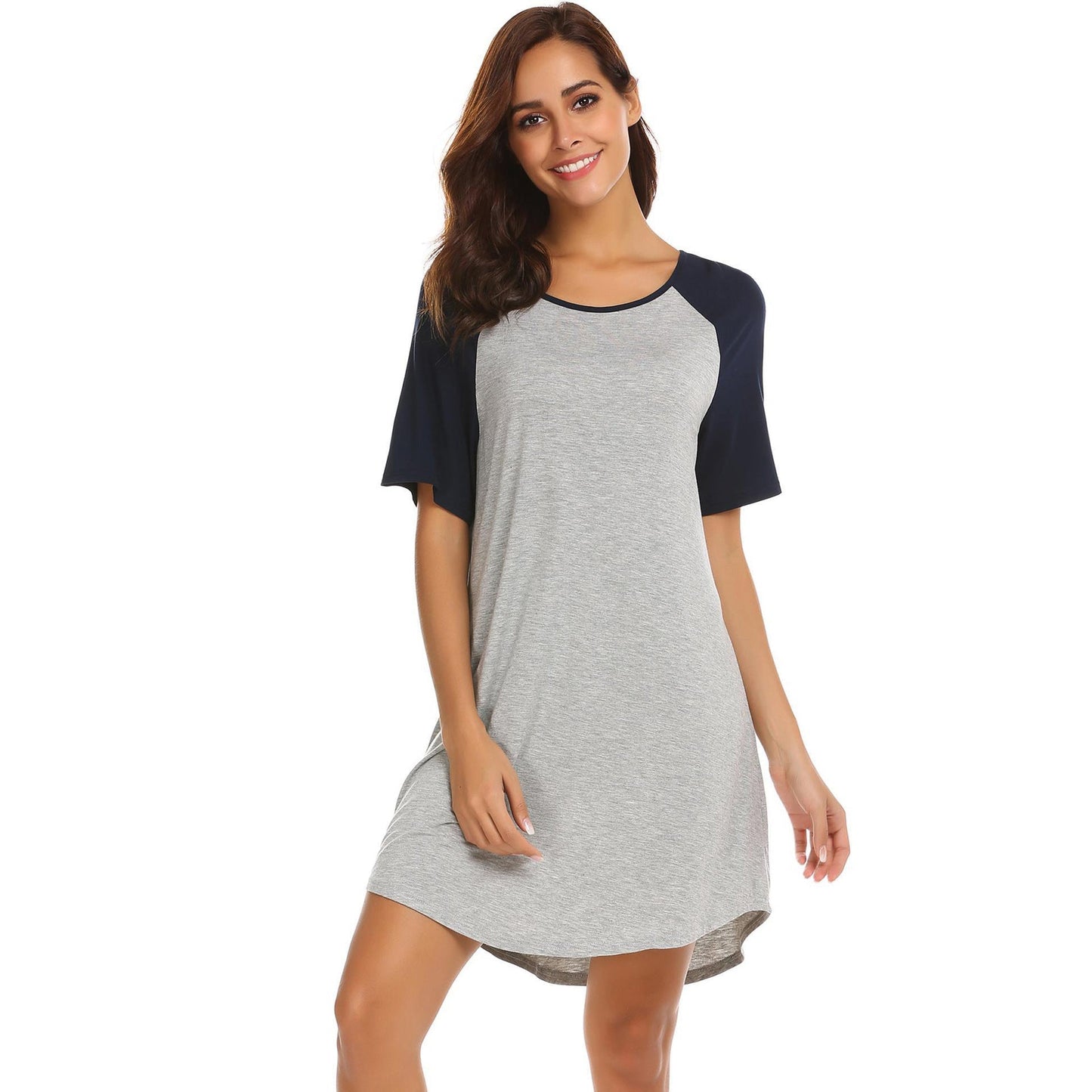 Fudus Chemise de Nuit en Soie : Chemise de Nuit d'Été à Rayures Blocs en Soie de Lait