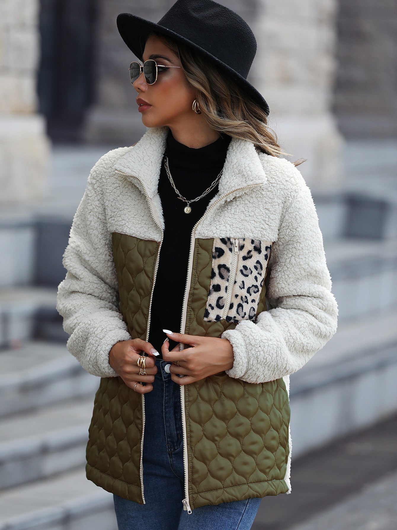 Berg-Feldt | Veste polaire réversible pour femme avec motifs animaliers discrets