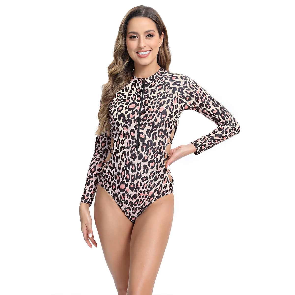 Maillot de bain femme Berg-Feldt imprimé léopard, manches longues