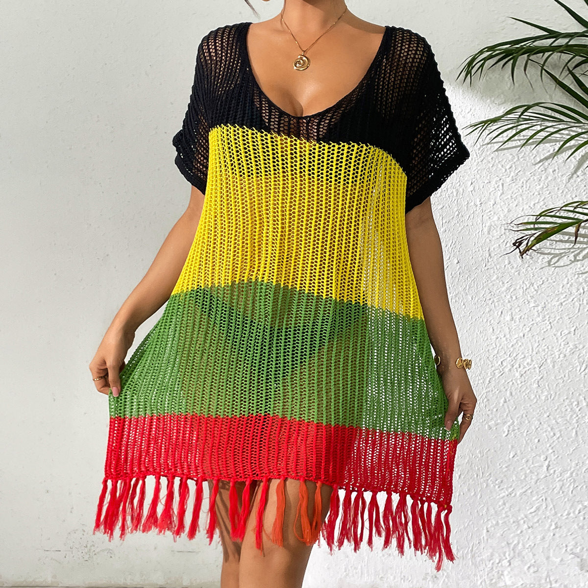 Tunique paréo de plage à franges en crochet éclatant par Berg-Feldt
