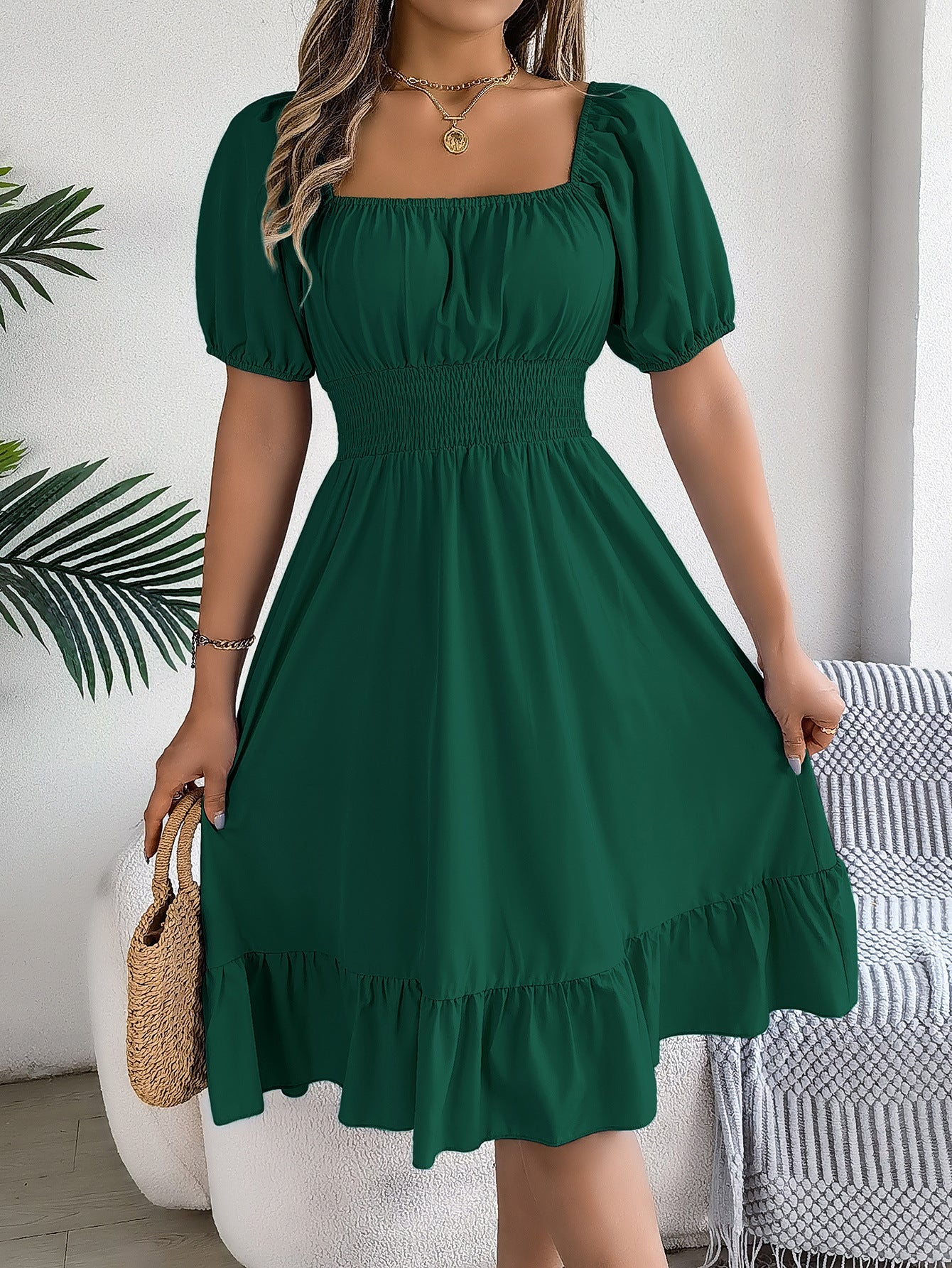 Robe d'été légère pour femme avec manches bouffantes et jupe évasée de berg-feldt