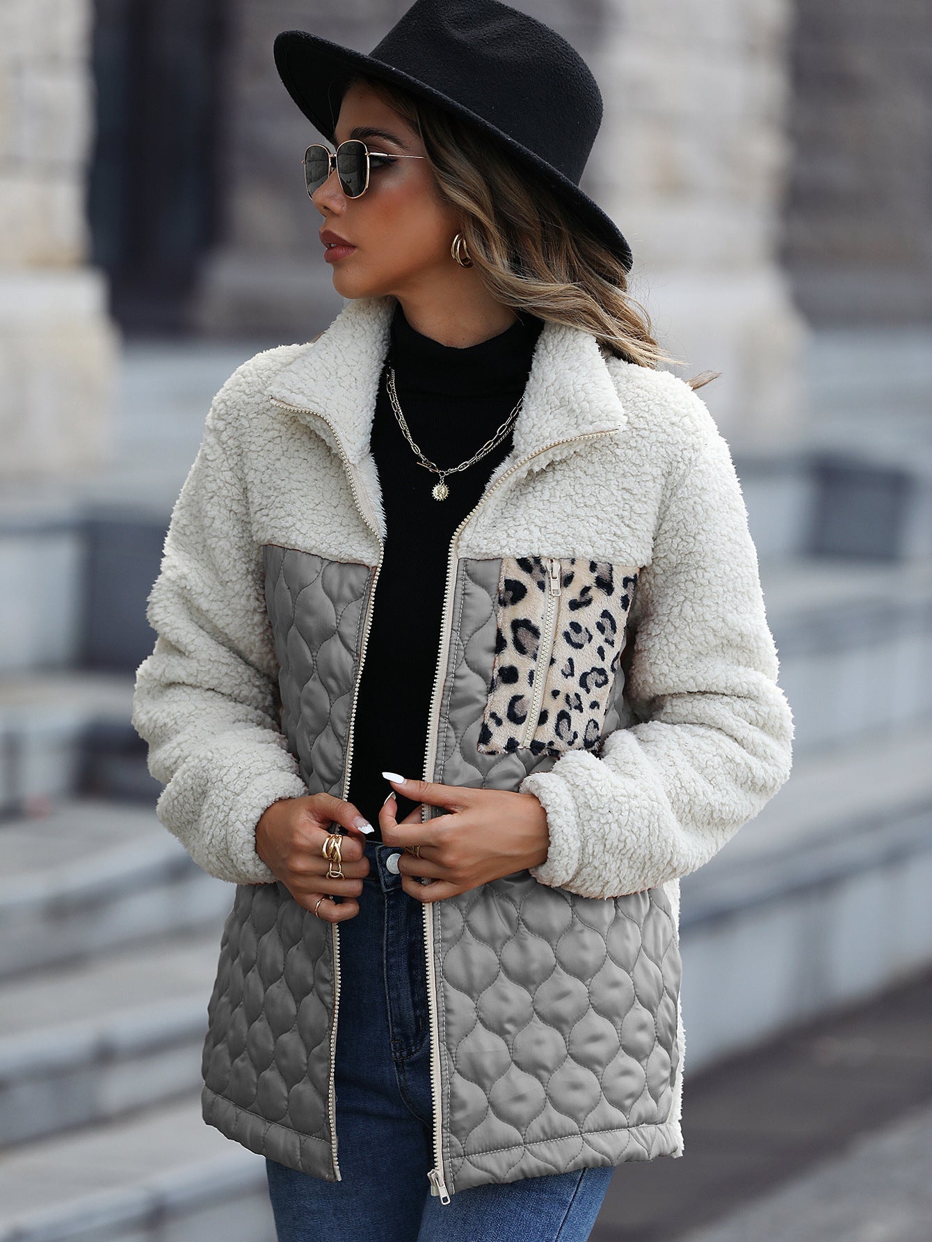 Berg-Feldt | Veste polaire réversible pour femme avec motifs animaliers discrets