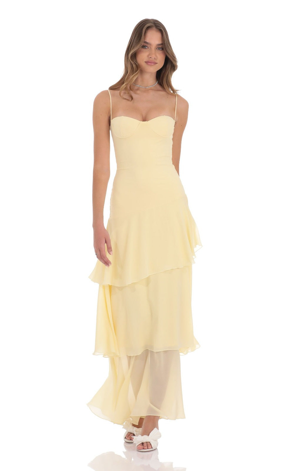 Berg-Feldt Robe de soirée plissée en mousseline pour femme