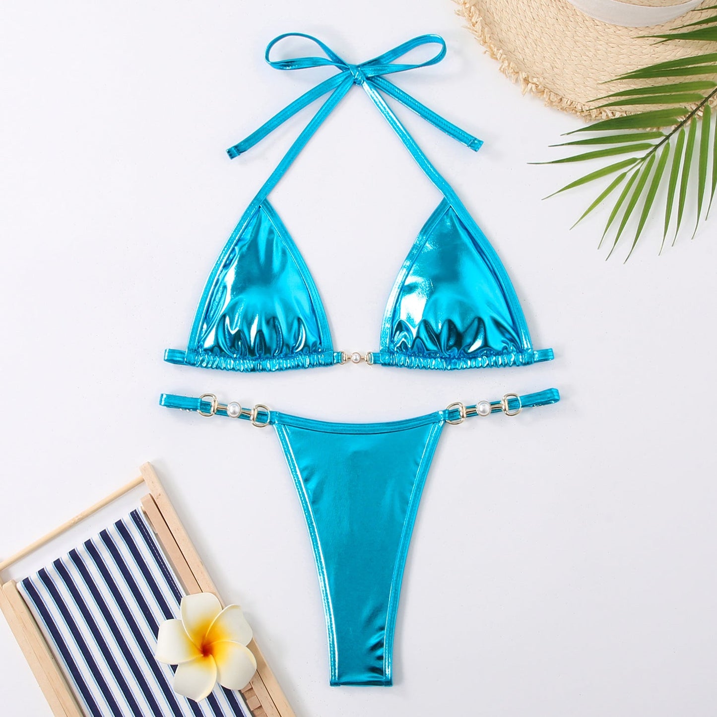 Haut de bikini triangle brillant taille haute Berg-Feldt pour femme