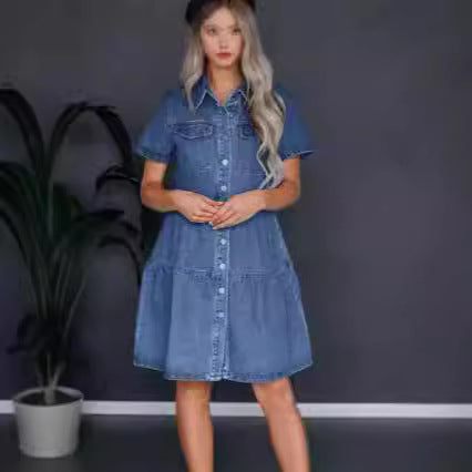 Women's Denim Button-Up Layered Dress berg-feldt
