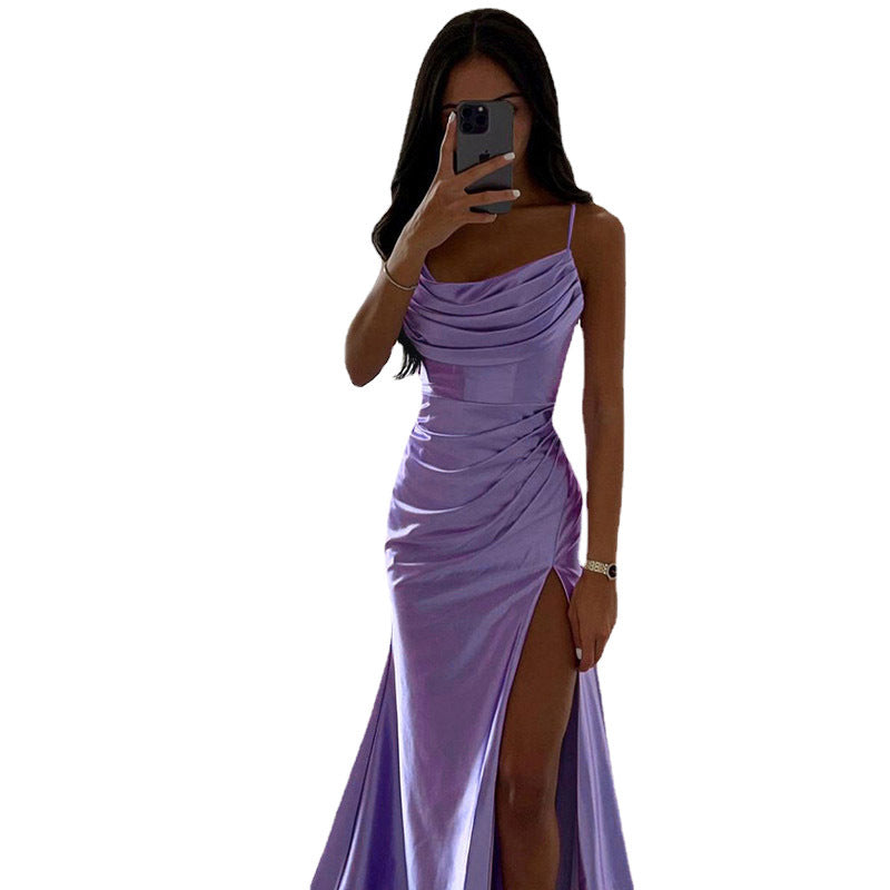 Damen Elegantes Maxikleid mit raffiniertem Drapé und hohem Schlitz Berg-Feldt