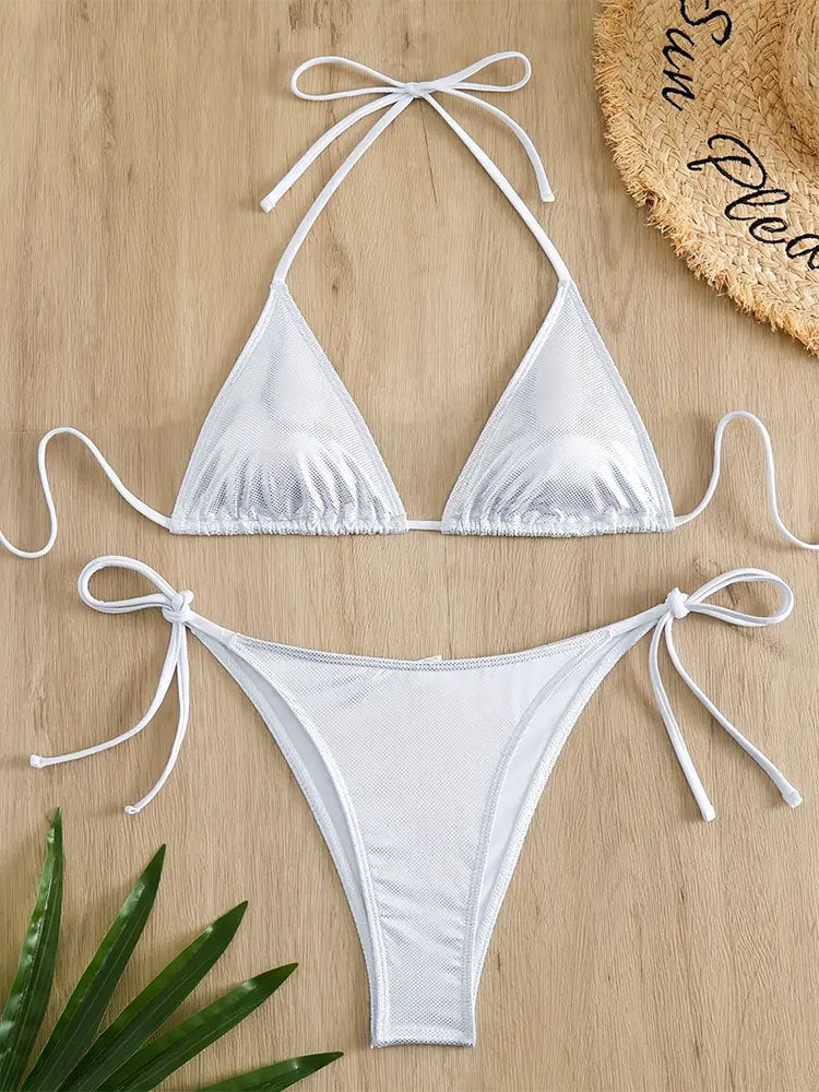 Ensemble bikini pour femme : Haut de maillot triangle à bretelles réglables et motif scintillant, de berg-feldt