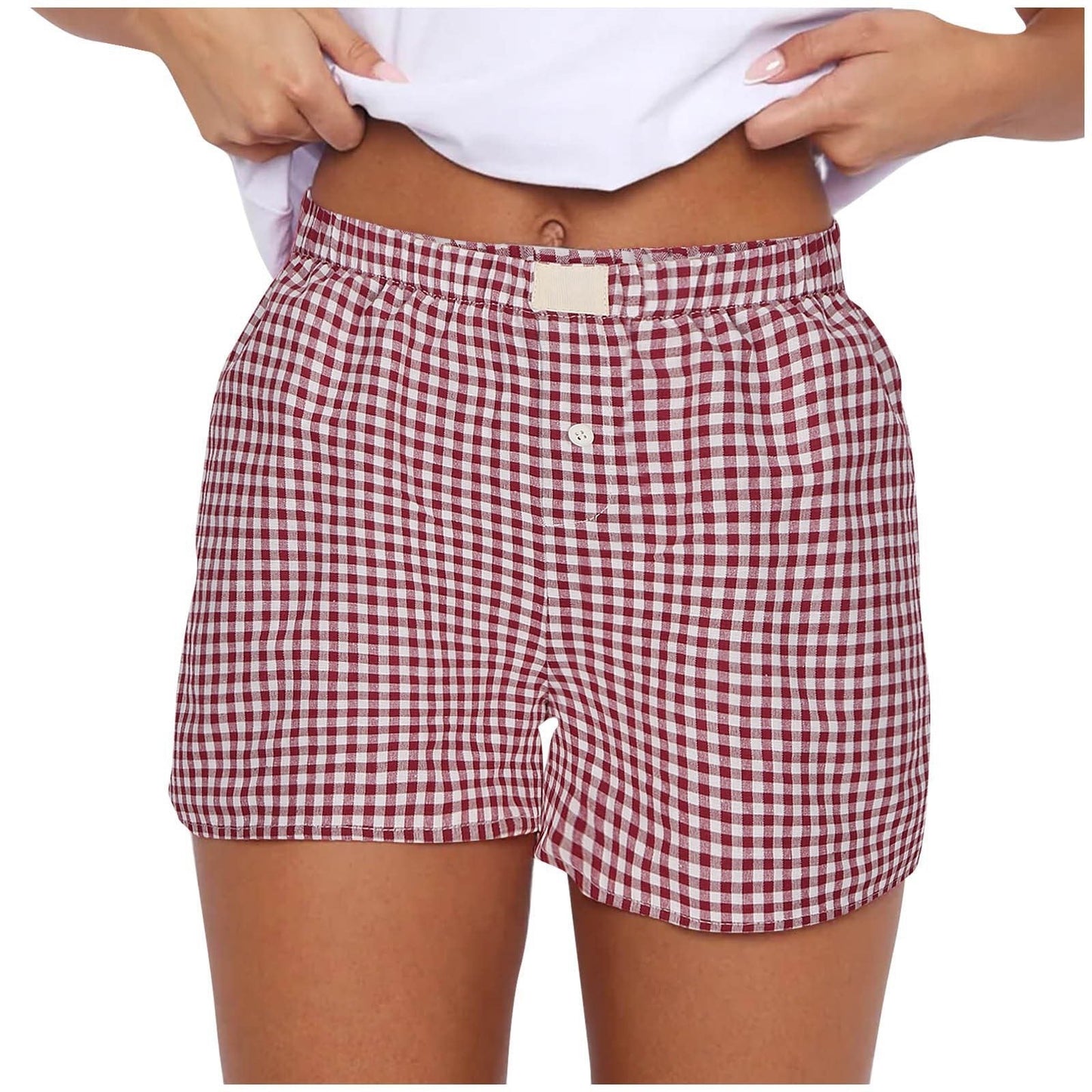 Baumwoll-Shorts für Damen, lässig, Gingham-Muster, berg-feldt