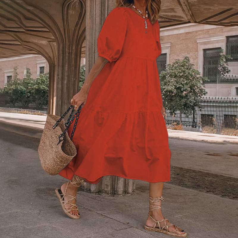 Robe longue pour femme : fluide, cintrée, à volants de berg-feldt