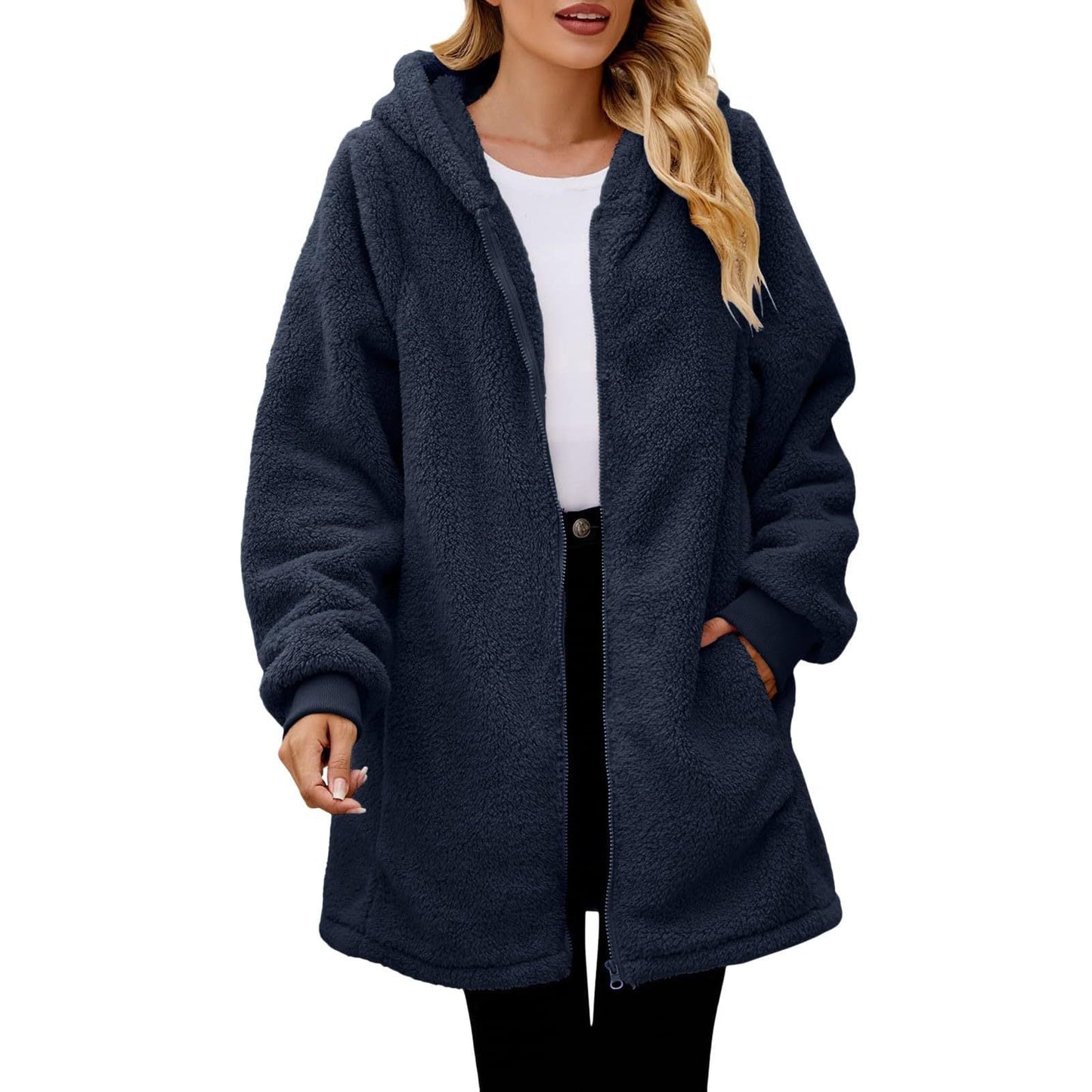 Veste polaire douillette à capuche avec poches latérales pour femme Berg-Feldt