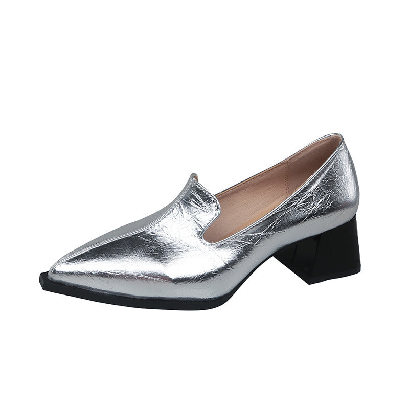 Mules femme berg-feldt, à bout métallique, talon bottier et design slip-on