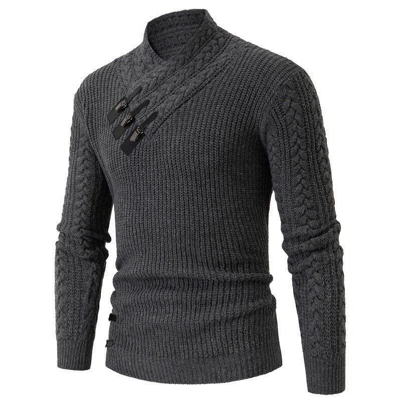 Pull tricoté pour homme avec élégant col châle et motif torsadé Berg-Feldt