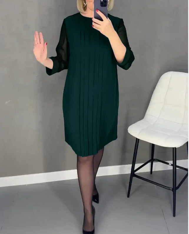 Elegantes Damen-A-Linien-Kleid mit Plissee und transparenten Ärmeln von berg-feldt