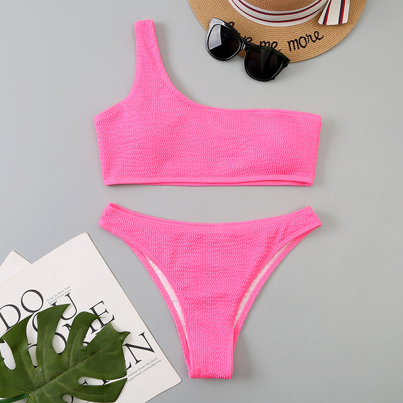 Ensemble bikini côtelé asymétrique Berg-Feldt pour femme