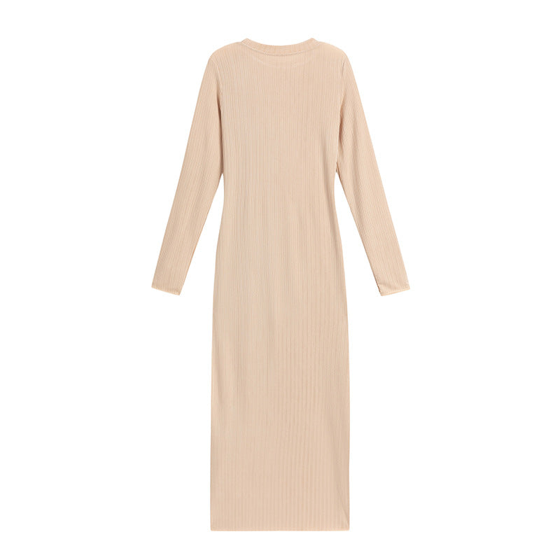 Robe longue côtelée à manches longues Berg-feldt pour femme