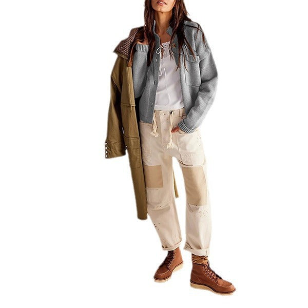 Stylishe Damen Strickjacke mit Taschen und Stehkragen von berg-feldt