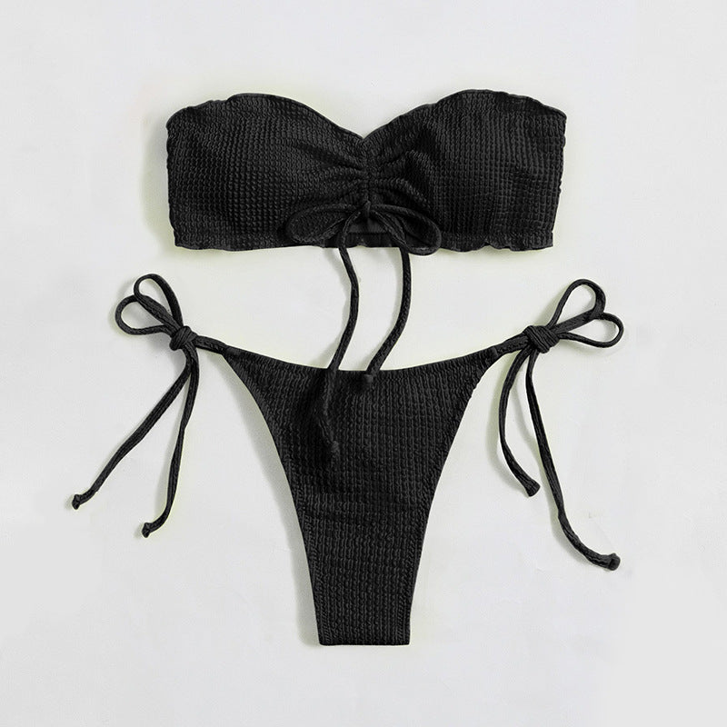 Ensemble bikini pour femme avec haut bandeau à volants et nœud fantaisie berg-feldt