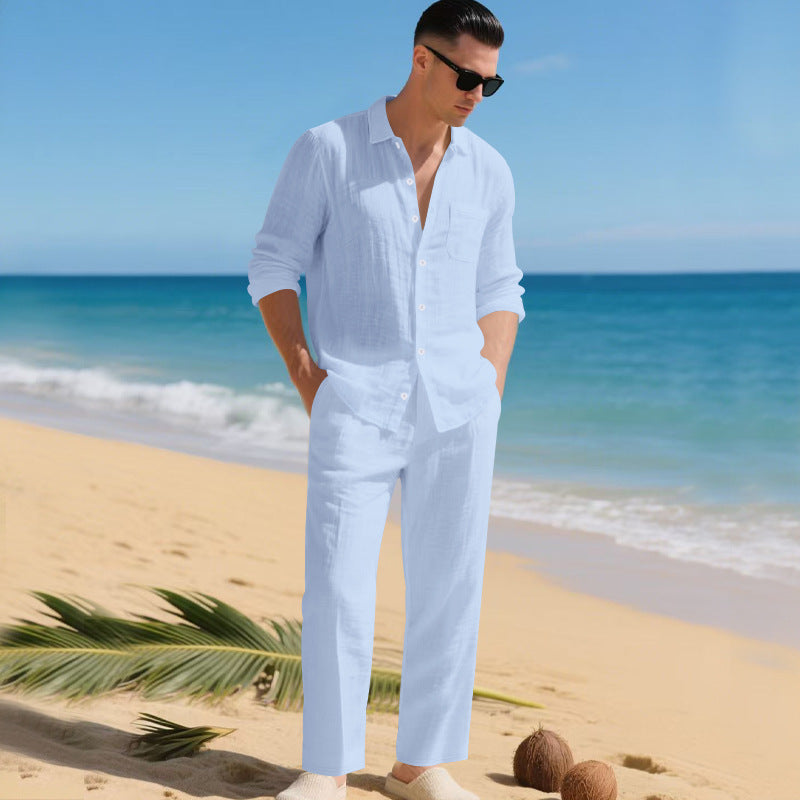 Herren leichtes Leinen-Outfit mit stilvollem Hemd und eleganter Hose Berg-Feldt