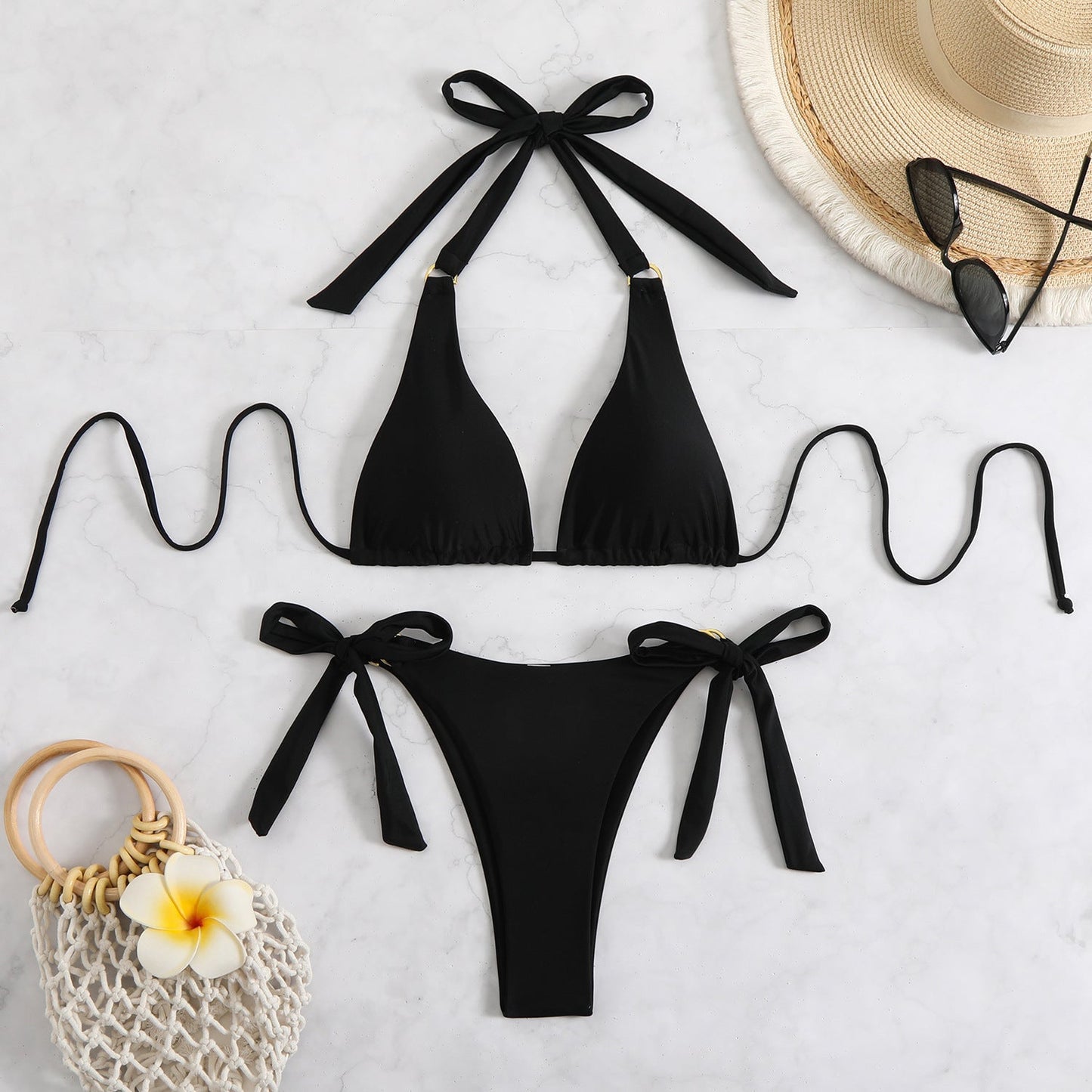 Wendebarer Dreieck-Bikini mit Bindebändern, Damen