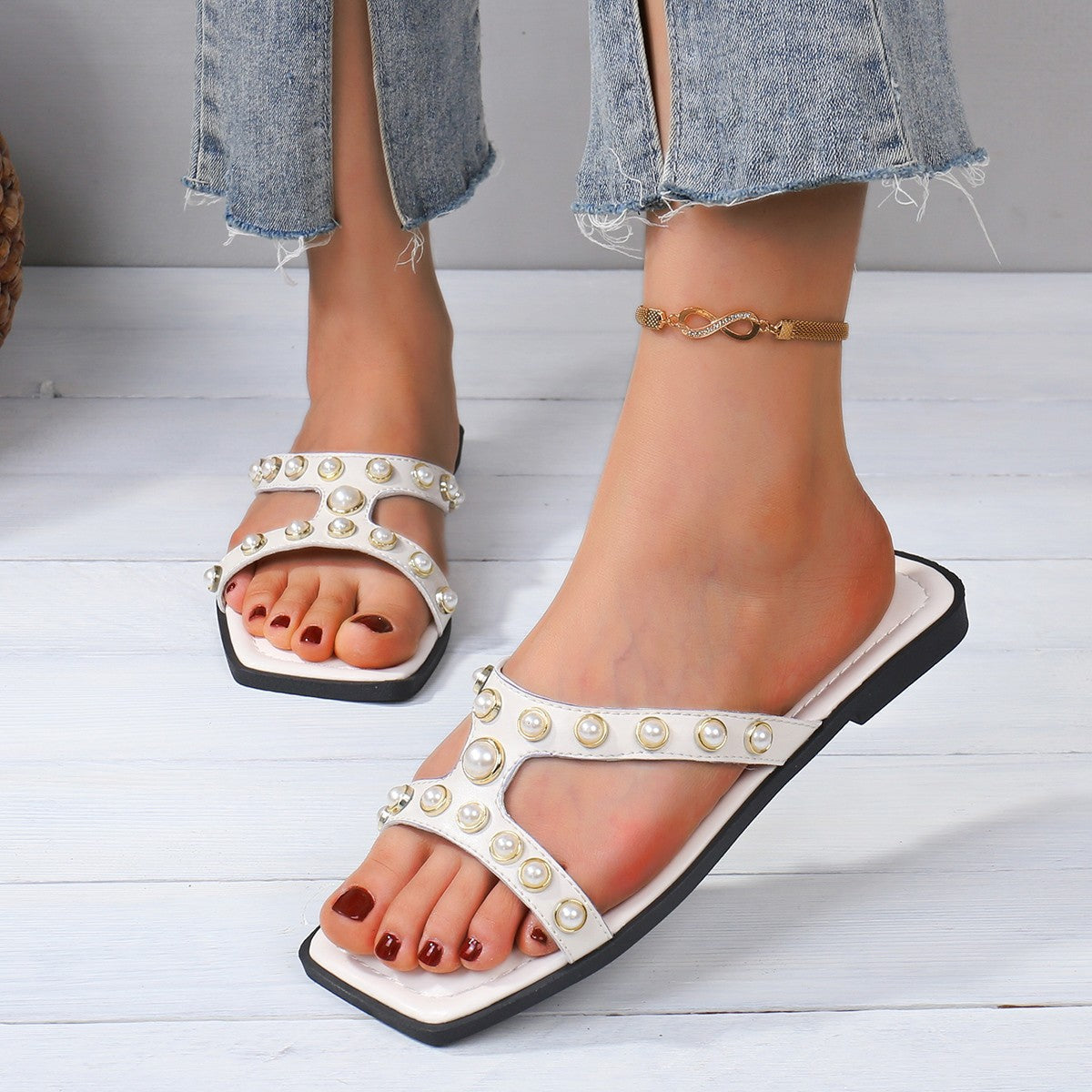 Sandales de plage élégantes pour femme avec perles de berg-feldt