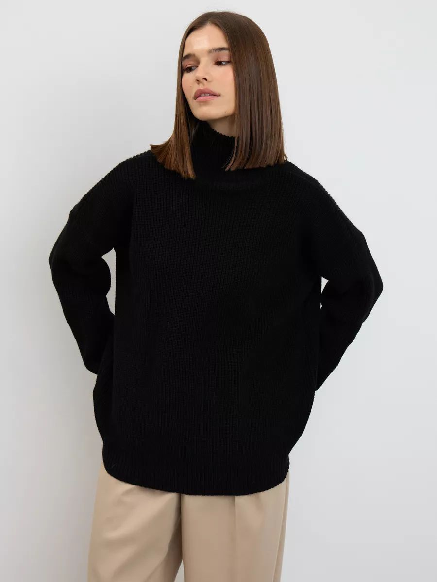 Grand pull en maille col montant avec fentes latérales berg-feldt pour femme
