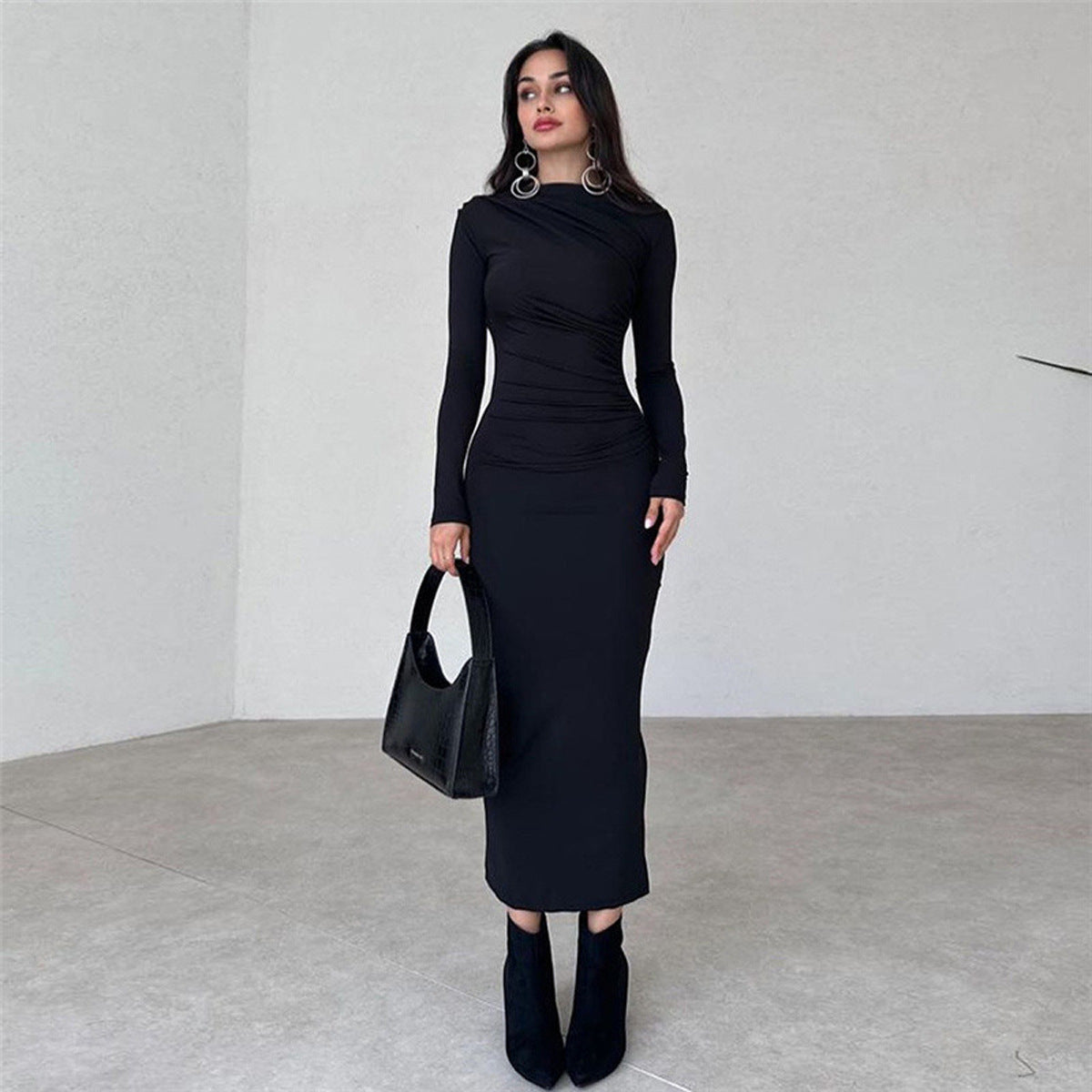 Robe cache-cœur Berg-Feldt pour femme à manches longues et volants sophistiqués