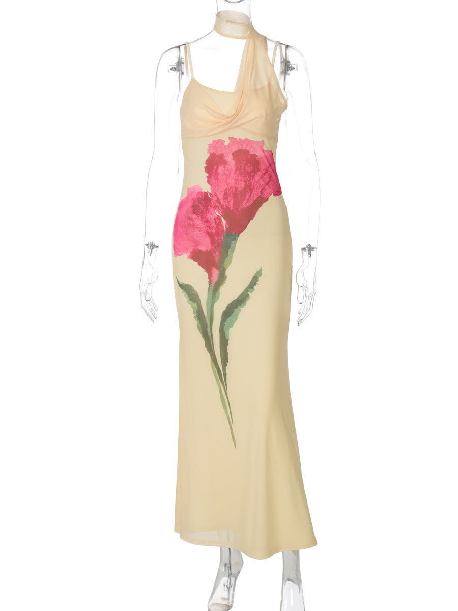 Robe longue épaules dénudées à imprimé floral de berg-feldt pour femme