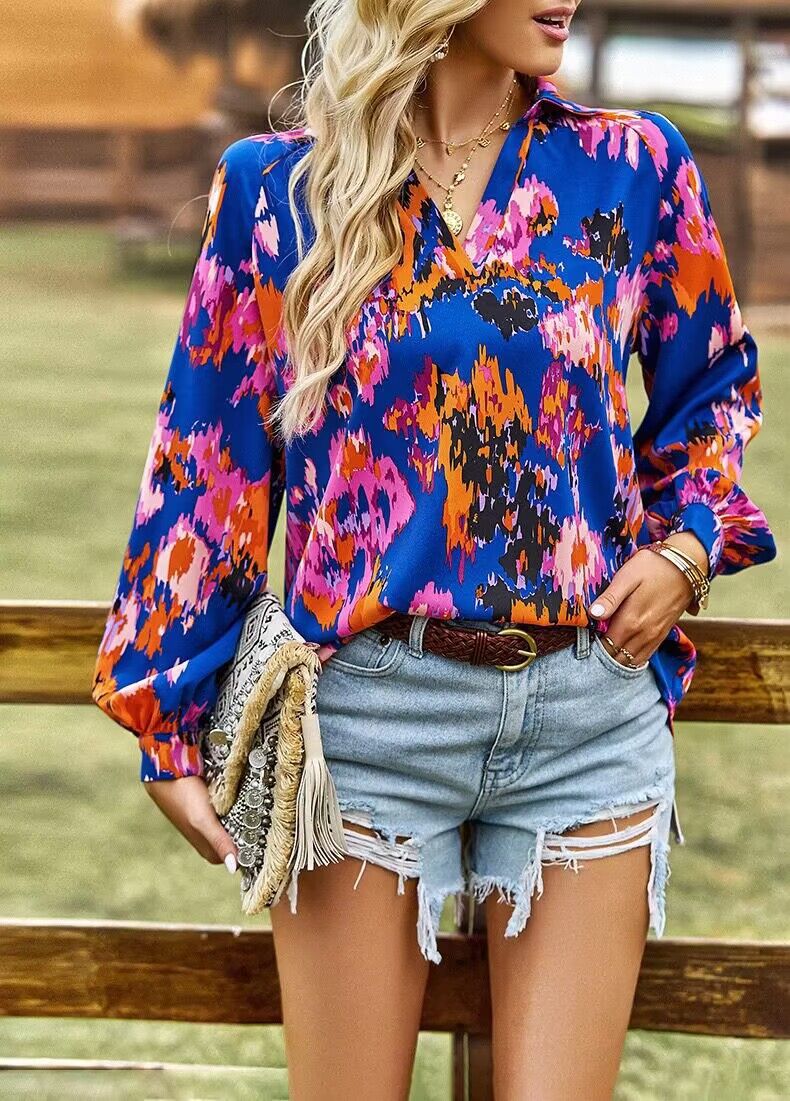 Berg-Feldt Blouse pour femme avec imprimé vibrant et manches ballon