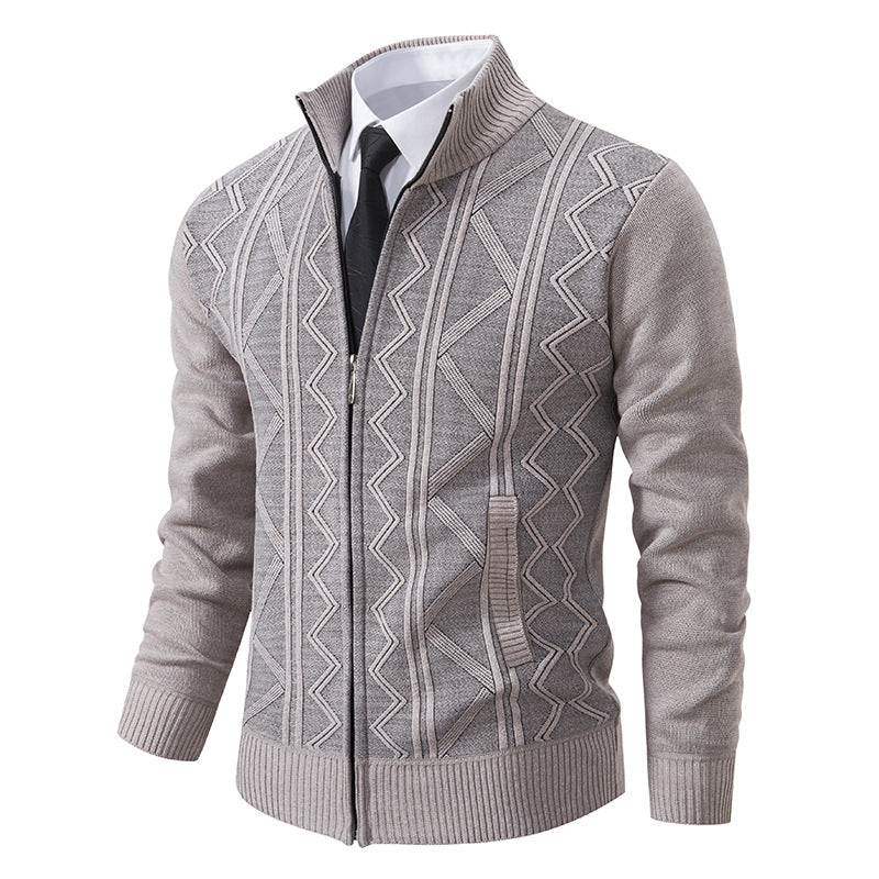 Cardigan pour homme en tricot torsadé moderne avec col montant Berg-Feldt