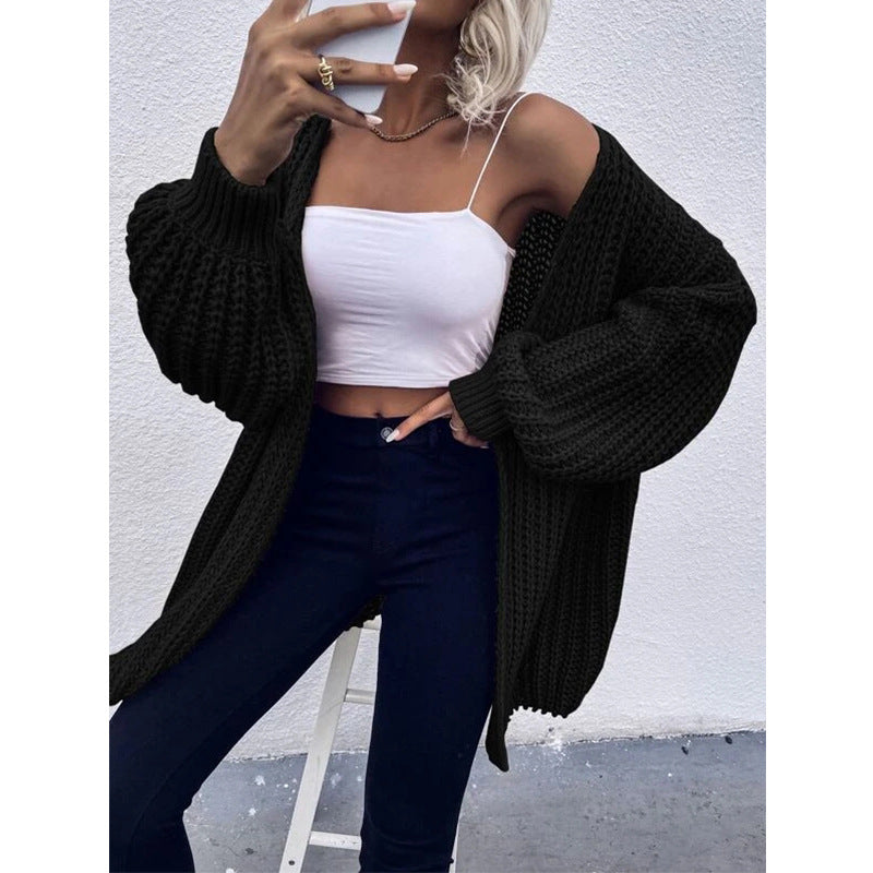Cardigan épais en maille pour femme avec manches volumineuses et ouverture devant Berg-Feldt