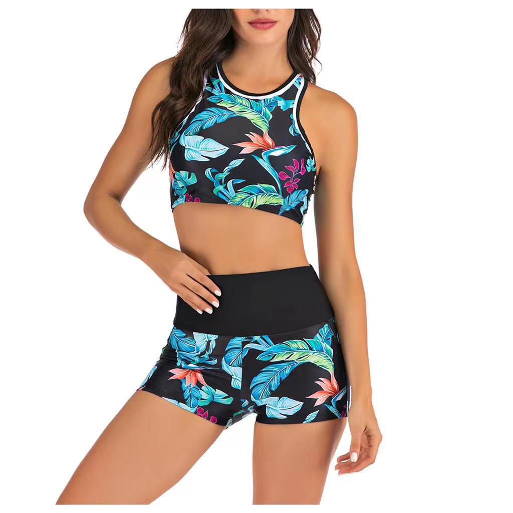 Sport-Bikini für Damen mit Blumen-Crop-Top und hoher, bequemer Hose von berg-feldt