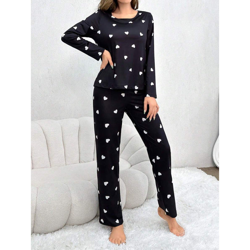 Ensemble de pyjama Berg-feldt à manches longues pour femme avec imprimé cœur