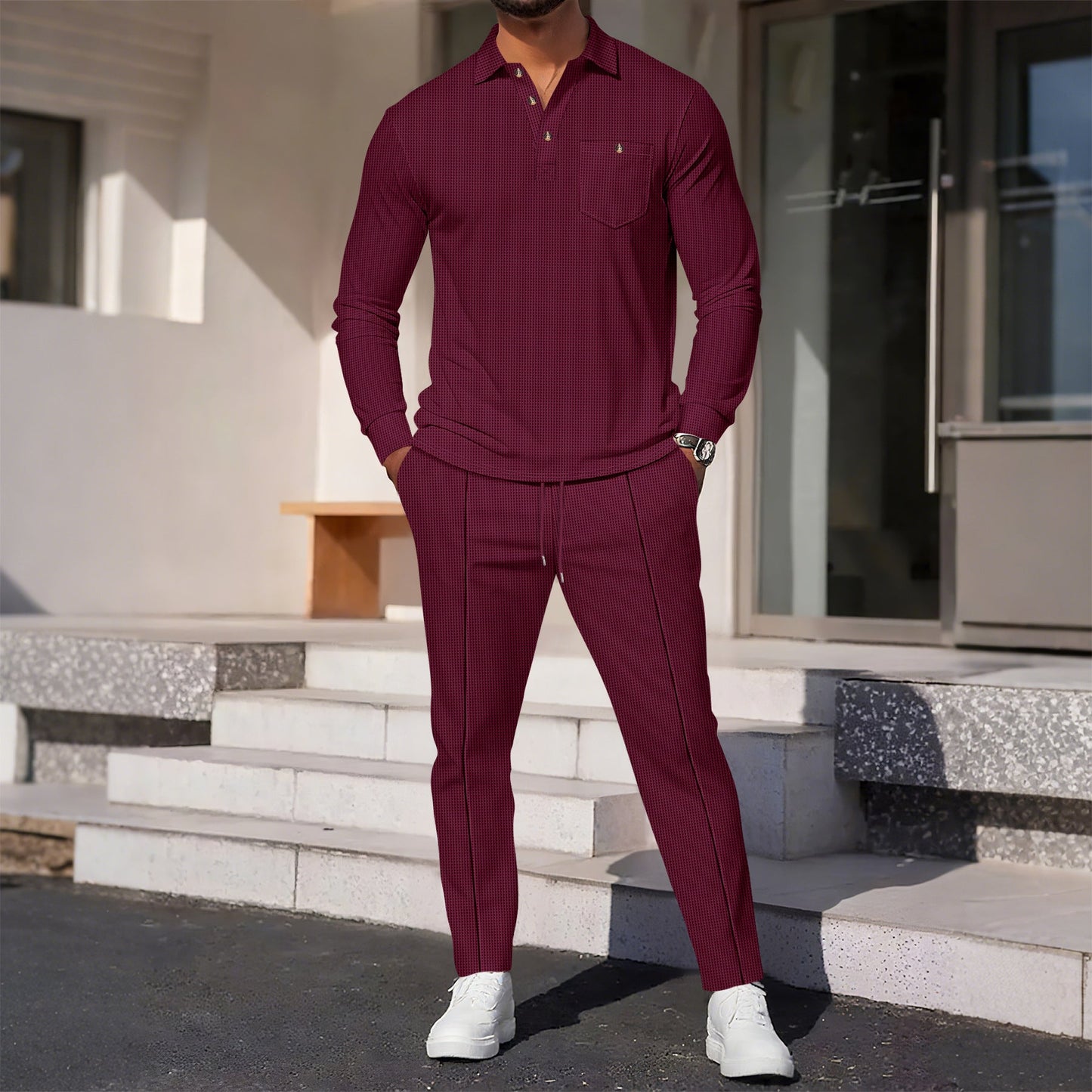 Herren eleganter Freizeitanzug mit strukturiertem Oberteil und bequemen Hosen Berg-Feldt