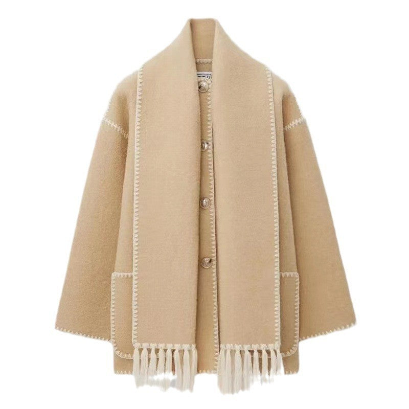 Damen Oversized Strickjacke mit Fransen und Taschen Berg-Feldt