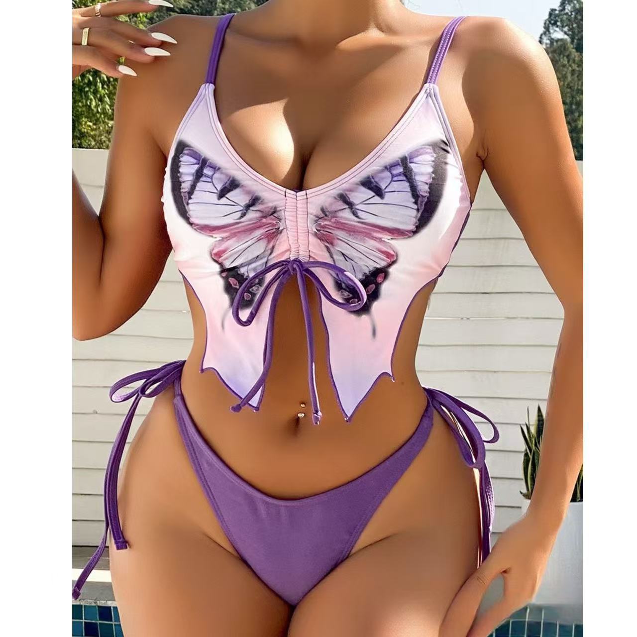 Haut et bas de bikini papillon à bretelles réglables pour femme berg-feldt