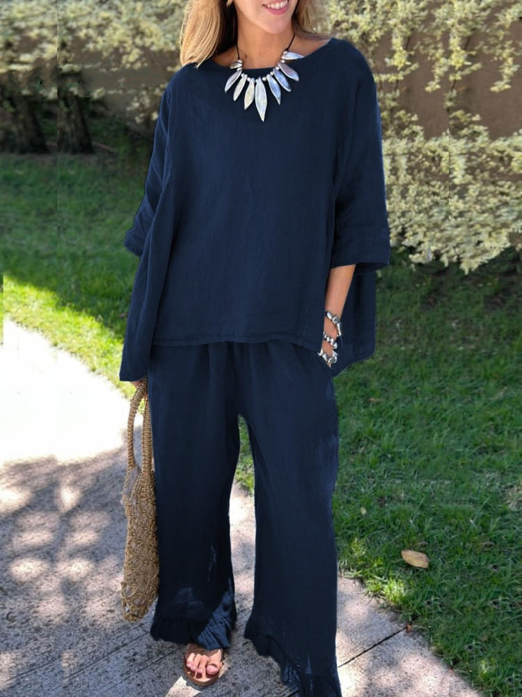 Ensemble de détente pour femme avec pantalon large et haut décontracté par berg-feldt