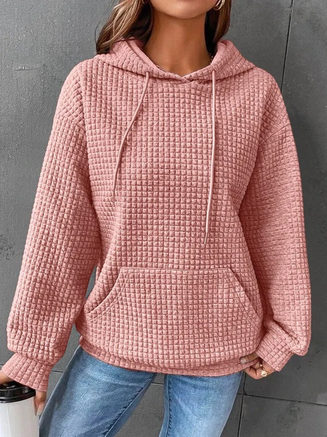 Sweat à capuche gaufré pour femme avec poche kangourou et coupe décontractée Berg-Feldt