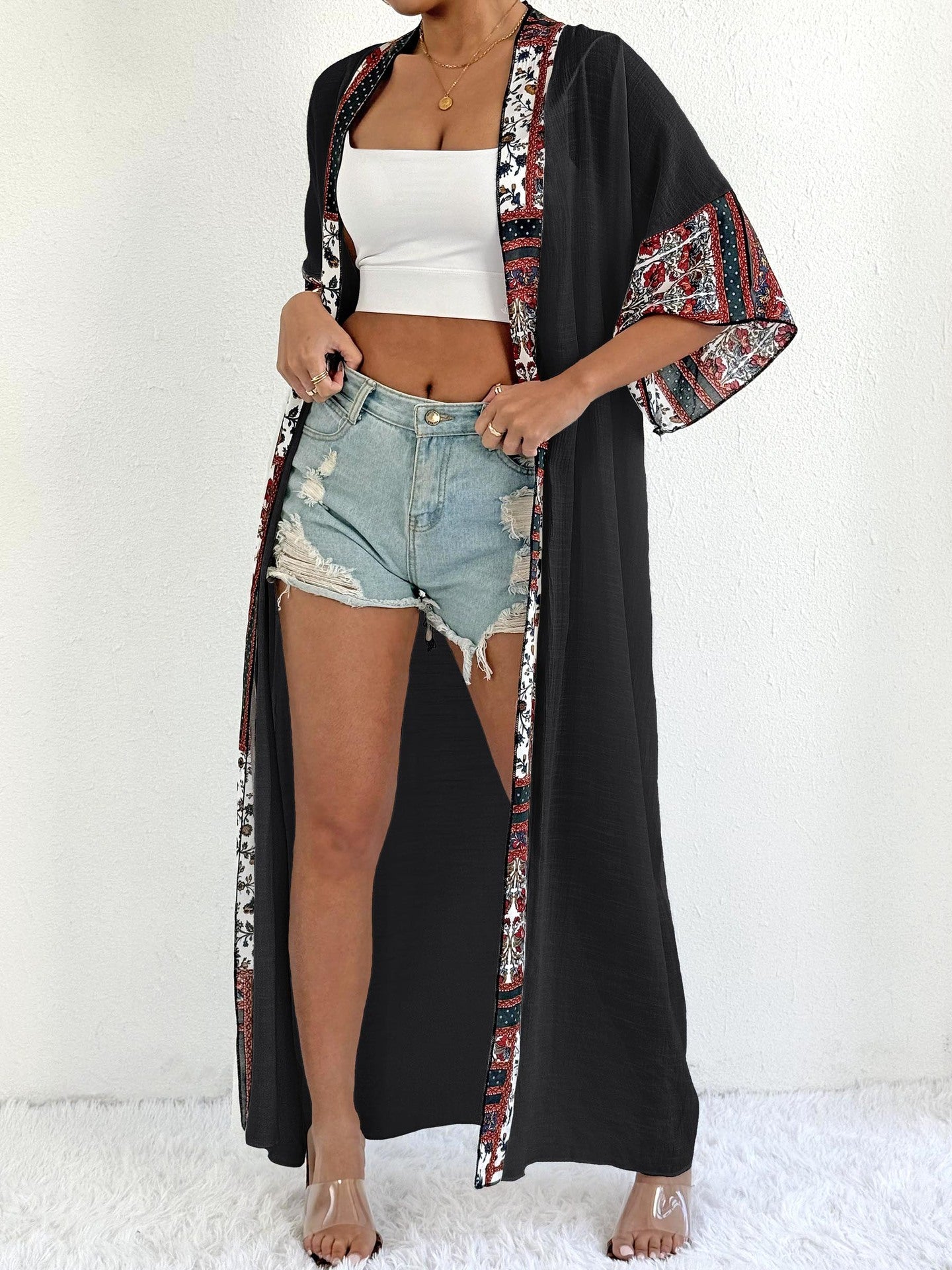 Cache-maillot de style kimono Berg-feldt pour femme avec motif floral