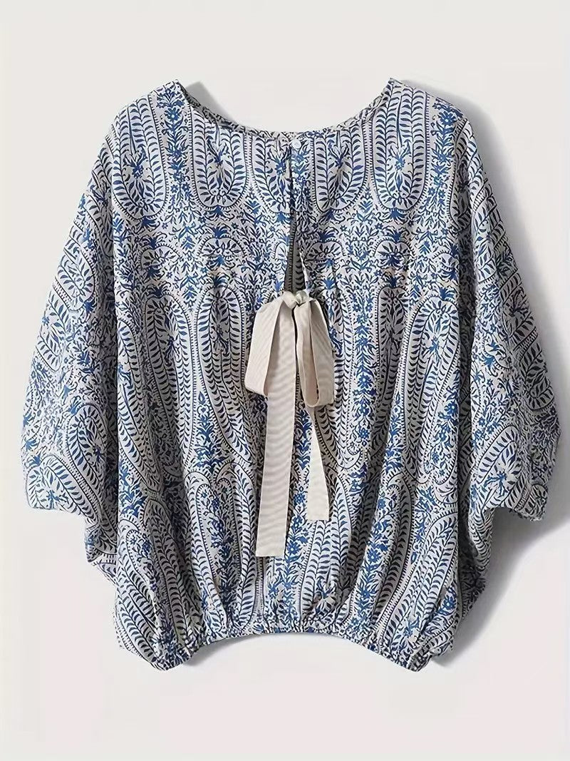 Lightweight Women's Boho Blouse with Elasticated Back and Lace-up from berg-feldt