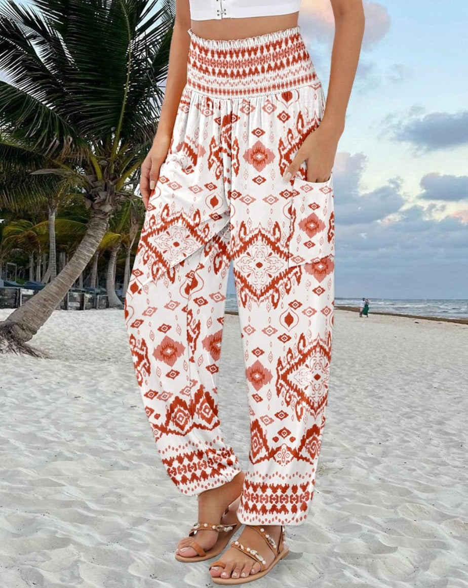 Pantalon de plage élégant et confortable pour femme, à taille élastique, motif cachemire, par berg-feldt