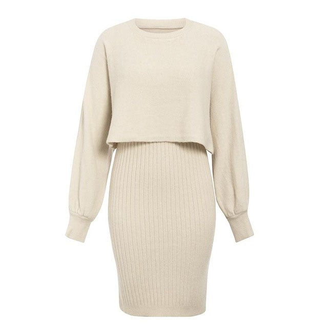 Robe pull femme avec haut contrastant et jupe côtelée Berg-Feldt