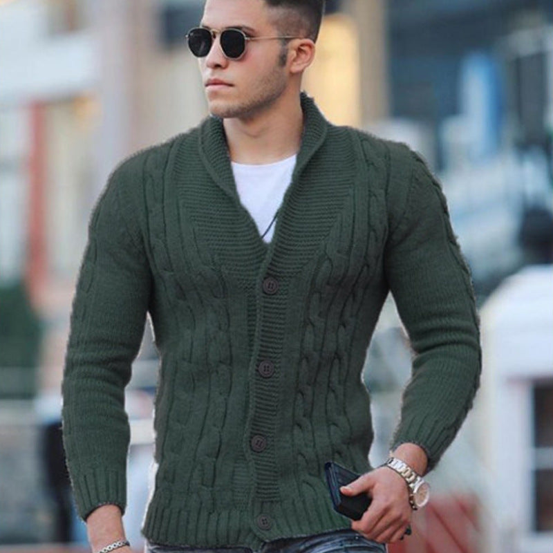 Cardigan tricoté pour hommes avec motif tressé unique et col châle tendance Berg-Feldt