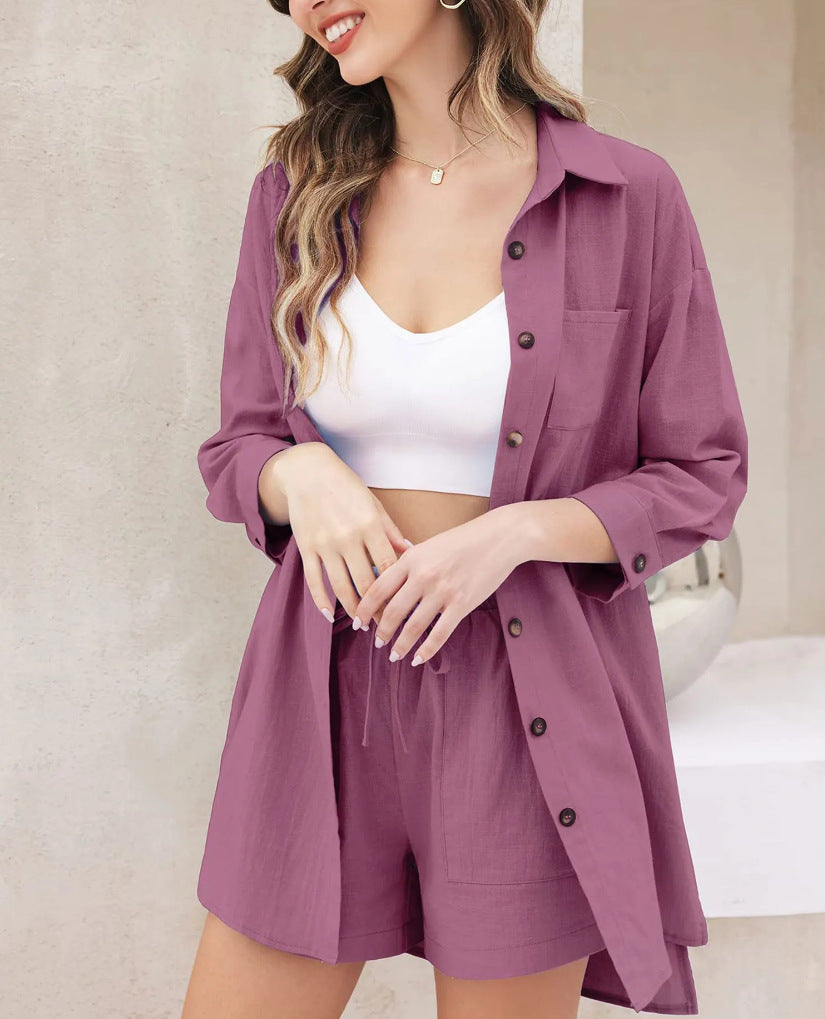 Ensemble de loisirs Berg-Feldt pour femme : chemise à manches courtes et bermuda
