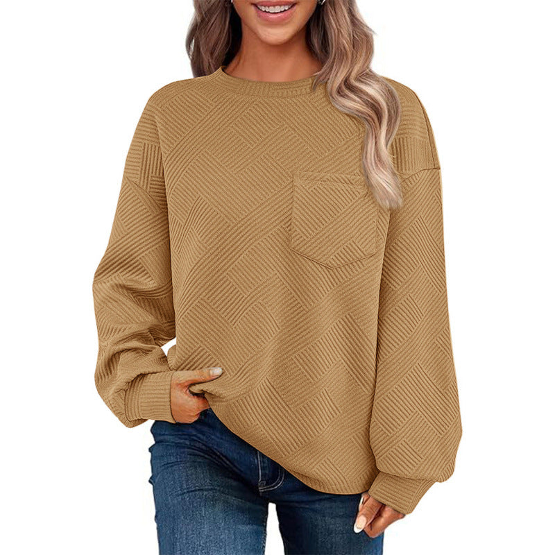 Pull décontracté pour femme avec motif texturé et poche poitrine pratique Berg-Feldt